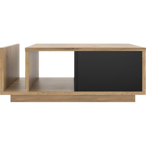 Mesa auxiliar retro con LED, almacenaje y estructura de madera fabricada y metal HOMVRA (1/5)
