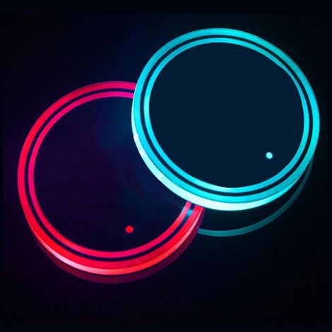 4-Piece LED Light-Up Coasters, LED Car Coasters, Waterproof Acrylic Round Light-Up Bottle Coasters, for Parties, Weddings, Bars, and Birthdays, USB Charging (1/5)