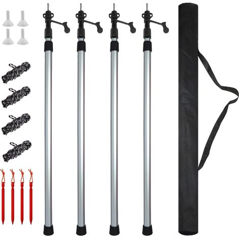 4PCS Mât de Tente Télescopique Support de Bâche en Aluminium 2,3M Poteaux de Bâche Réglable Poteau pour Voile Ombrage Camping Vacances Accessoires pour Auvent Toile Jardin (1/5)