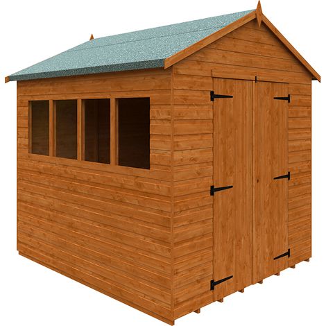 8 x 7 Feet Workshop 12mm Shed - Solid Wood/Softwood/Pine - L235 x W205 x H247.5 cm - Burnt Orange