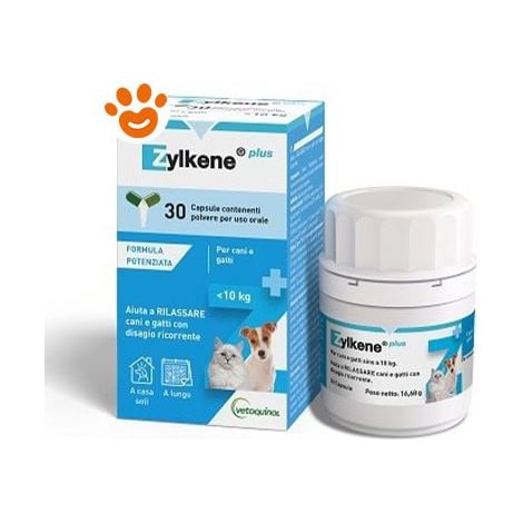 Vetoquinol Zylkene Plus Gatti e Cani Fino a 10 KG - Confezione 30 Capsule -