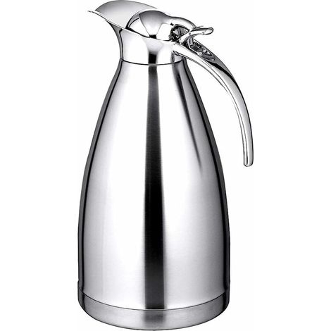 Carafe Isotherme INOX, Pichet Thermo à Double Paroi en Acier Inoxydable, de 2 L en Argenté, Bouteille d’Eau Chaud à la Maison, Bureau et Hôtel, Idéal pour Café (1/5)