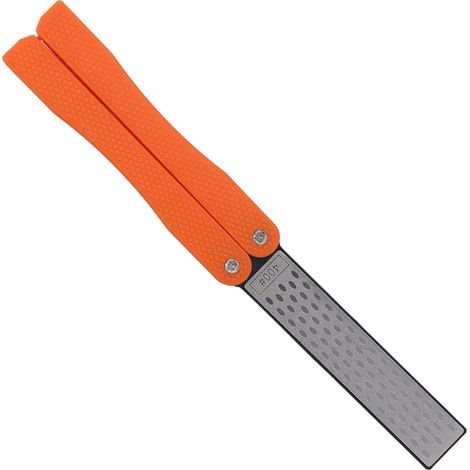 Affûteur de couteaux pliable en forme d'éventail, en matériau Adamas, léger et portable, pour la maison et l'extérieur, orange. (1/5)