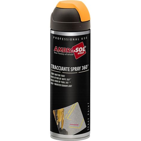 Bomboletta Vernice tracciante 500ml con valvola a 360° Opera su asfalti, muri e Legno Essiccazione Rapida - Arancio fluorescente (1/5)