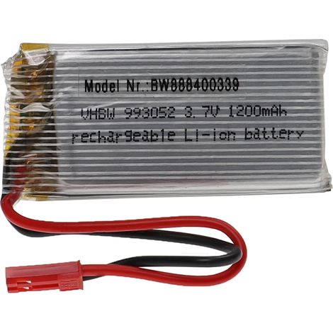 vhbw Batería compatible con BEC clavija (m) para modelismo por ej. coche carreras, avión (1200mAh, 3,7V, Li-poli, 56 x 29 x 10mm)