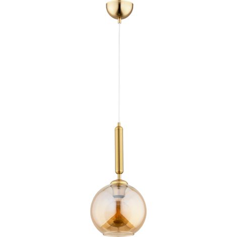 Suspension moderne dorée verre ambre boule Ø25 E27 (1/2)