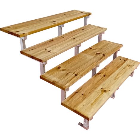 OSLO - Außentreppe Stahl H71cm 4 Stufen Holz KDI Breite 120cm