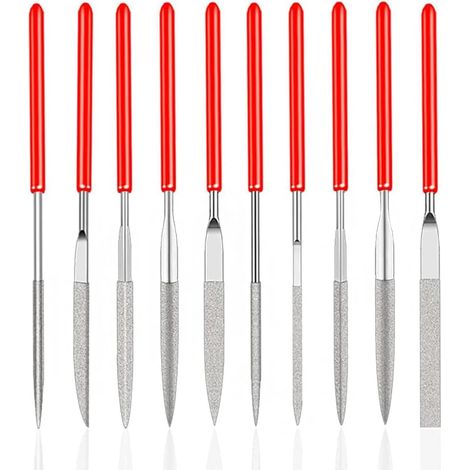 LaBlanc - Set di 10 mini lime ad ago diamantate per modellismo manuale, falegnameria, lucidatura per legno, gioielli, fai da te, metallo (2 mm x 100 mm)