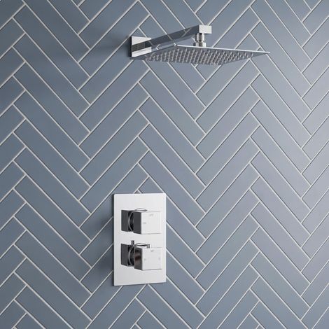 Signature React Thermostatic Dual Concealed Mixer Shower with Fixed Shower Head - Chrome (1/4)
