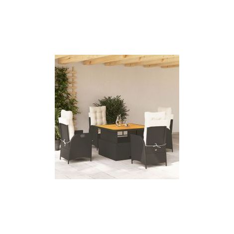 Ensemble à manger de jardin coussins 5pcs Noir Résine tressée (1/5)