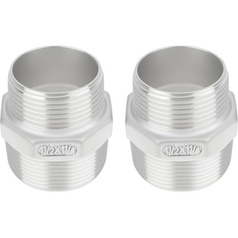 Lot de 2 Raccords Réducteurs NPT Mâle 1-1/2" vers 1-1/4" Hexagonaux Acier Inox 304 pour Plomberie et Industrie (1/5)