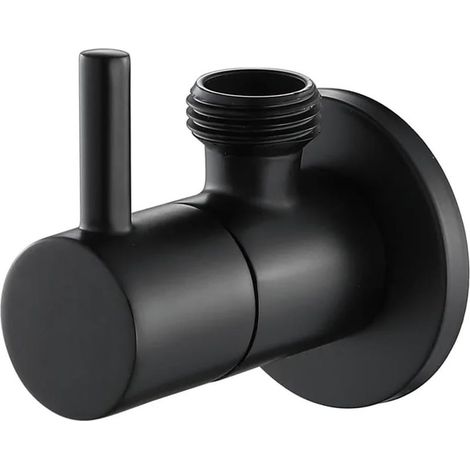 Vanne D'Angle - Laiton Massif - Pour Robinet De Salle De Bain Et Pomme De Douche - 1/2 Pouces - Noir Mat (1/5)