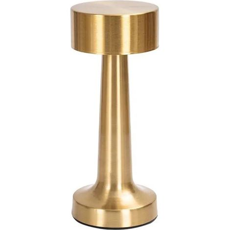 Lampada da tavolo a LED senza fili da 3W – Fino a 24 ore di autonomia – Dimmer touch a 3 livelli – Design in lega di alluminio – Colore oro
