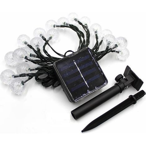 Ortviai Guirlande Lumineuse Solaire à Boules Blanches 5 m (16,4 pi) – 20 LED Étanche pour Jardin, Terrasse ou Décoration Extérieure