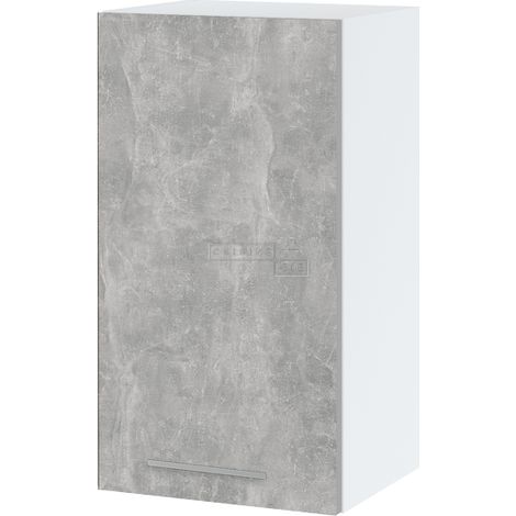 Meuble haut de cuisine Bellissi Beton Naturel 1 porte L 40 cm - Porte avec poignée apparente Grey (1/5)