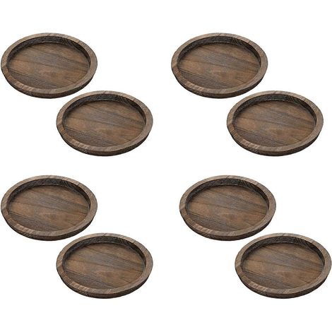 Ensemble de 8 chandeliers rustiques en bois avec plateau, petit plat décoratif, plateau pour bougies colonnes, idéal pour les tables de salle à manger de ferme. (1/5)