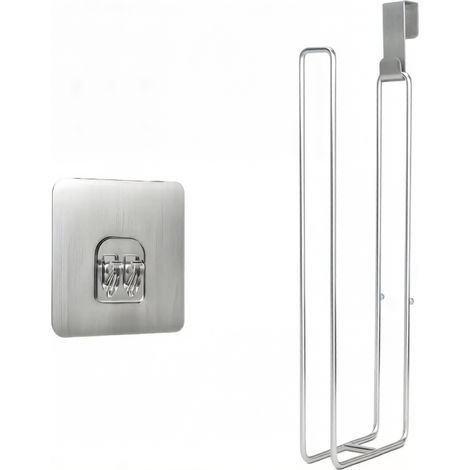 Soporte de papel higiénico de acero inoxidable no perforado para montaje en pared con adhesivo para autocaravanas (plateado, 1 unidad)