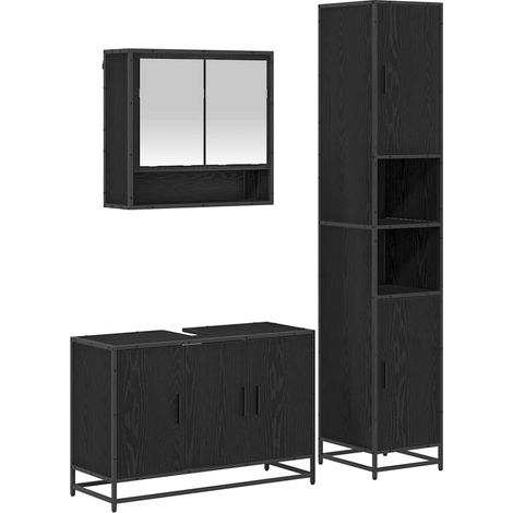 Maison Exclusive - Badezimmermöbel-Set 3 pcs Schwarz Eichen-Optik