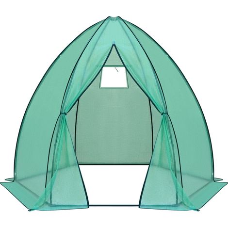 Garten-Tipi-Gewächshaus aus Stahl und PE-Netz 240 x 200 x 240 cm grün (1/3)
