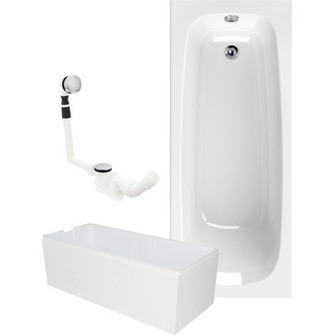 Calmwaters® Badewanne Komplettset 180x80 cm mit Wannenträger & Ablaufgarnitur, Set Acryl-Badewanne rechteckig, Original Rechteckbadewanne 180 x 80 cm, Weiß (1/5)