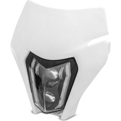 LED-Scheinwerfer + Enduro Offroad-Platte ECE SW2 DRL weiß