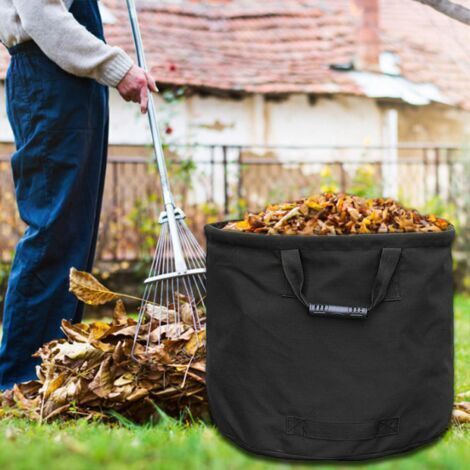 NALOOKAMIC  54x45cm black Sac de Jardinage 125L Extra-Robuste avec Poignées, Sac de Ramassage de Feuilles en Toile Militaire (1/3)