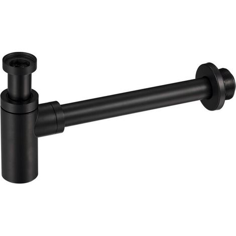 Siphon de Lavabo Noir Universel Tube Siphon de Lavabo Siphon en Acier Inoxydable 1 1/4 x 32mm Noir Mat (1/3)