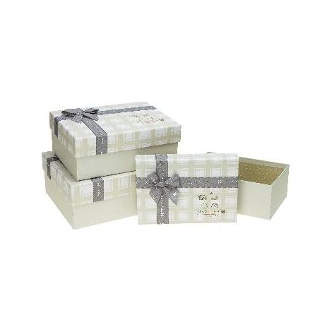 Scatola rettangolare con fiocco, 3 rosette
