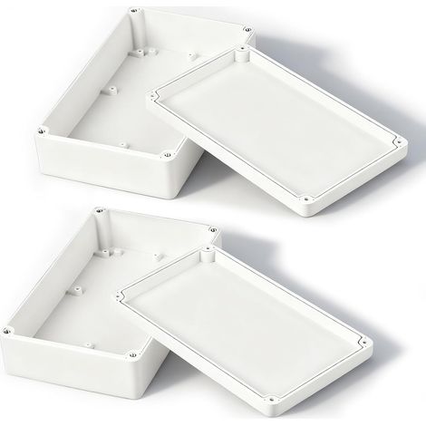 Lot de 2 boîtes de jonction étanches - 20 x 12 x 5,5 cm - IP65 - Montage en saillie - Boîte de dérivation étanche - Pour boîtes de commande, armoires (blanc) (1/5)