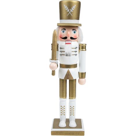 Nussknacker-Figur aus Holz, Weihnachtsdeko für Schreibtisch und Garten-31x7.6cm-Golden (1/3)