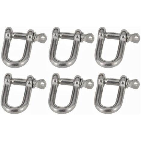 BUNTHAUS 6PCS M8 Manille Acier Inoxydable 304 D Manille Bracelet Manilles de Levage Fermoir Boucle de Manille pour Sac de Boxe Transportant Manilles de Maillon de Chaîne (1/5)