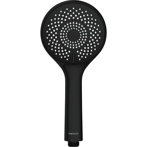WENKO Duschkopf Watersaving Schwarz matt, Ø 11 cm, Schwarz, Kunststoff (ABS) schwarz (1/5)