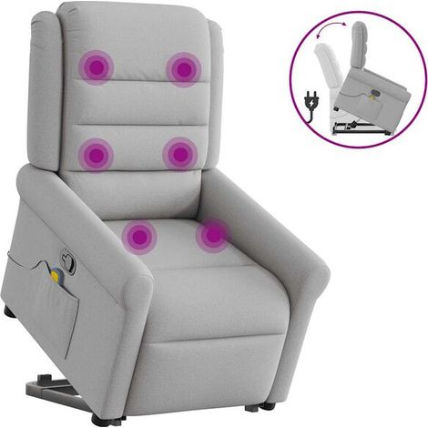 Chaise longue en tissu gris anthracite avec fonction de massage intégrée – Confort ergonomique, réglage inclinable et design moderne pour salon ou chambre (1/5)