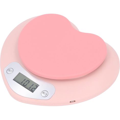 Balance de cuisine numérique 1g, 5kg, forme cœur, rechargeable, précision domestique pour cuisson et pâtisserie