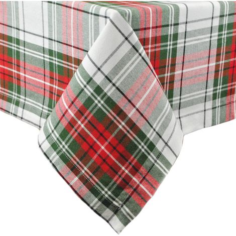 Nappe rectangulaire de Noël en Coton pour Salle à Manger et Cuisine - Rouge, Vert et Blanc - 152,4 x 264,2 cm (1/5)