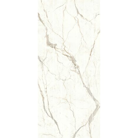 Carrelage effet Marbre Blanc Calacatta Prima Bookmatch B Slice 278x120x0,6 cm Brillant Faventa - Mur intérieur (vendu par carton de 3,336 m²) - RO'MA CARRELAGE