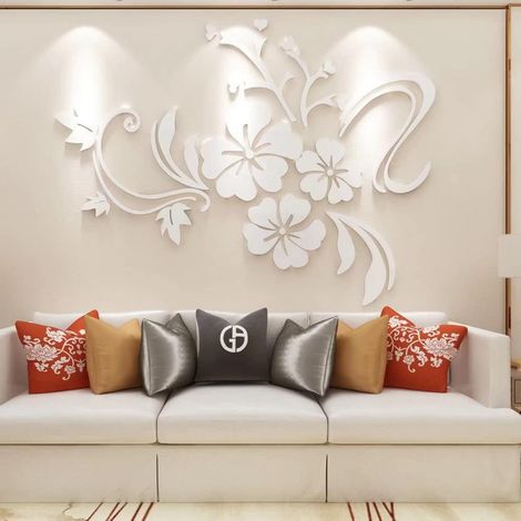 3D Stickers Fleurs Miroir Muraux Rose Flower Vine Sticker DIY Elegant Ecologiques Decoration Autocollants pour chambre Decoration de salon TV Fleur Mirrord Stickers (1/5)