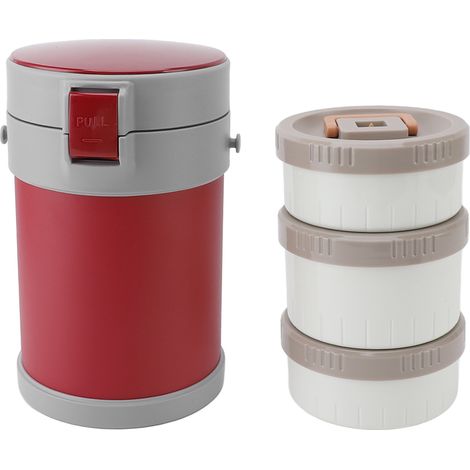 Zaino termico con tracolla, capacità 2,0 L, acciaio inox 304, isolato, per studenti e professionisti, porta pranzo con scomparti, adatto al microonde, rosso