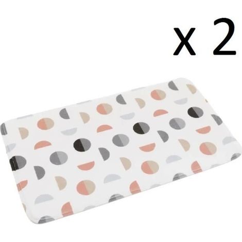 Lot de 2 tapis de bain antidérapant, tapis salle de bain en microfibre coloris multicolore-Longueur 70 x Profondeur 45 cm-JUANIO (1/3)