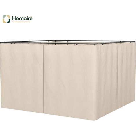HOMAIRE Pavillon Seitenteile 3x3m en Polyester Beige robust langlebig avec Haken et C-Ringe