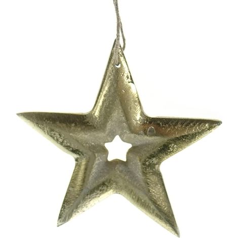 Riffelmacher Weihnachtsanhänger Stern im Stern Goldfarben Ø 10 cm - Aluminium (1/2)