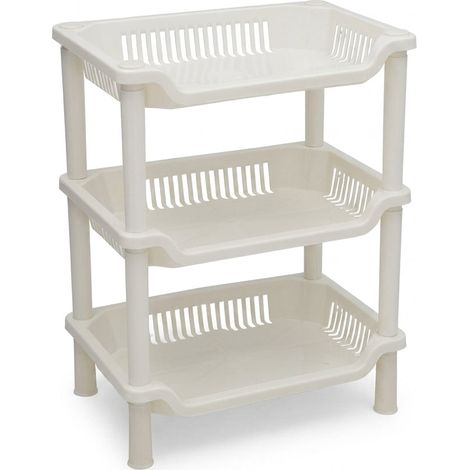 Scaffale Plastica Salvaspazio 3 Ripiani Organizzatore 18x26x34 cm Bianco