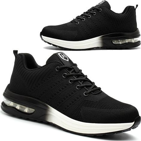 Sicherheitsschuhe Herren Damen Leichte Atmungsaktive Bequeme Sicherheits-Basketballschuhe mit Stahlkappe Schwarz-Weiß Größe 42 (1/5)