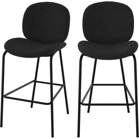 Set de 2 sillas para isla central en tejido bouclé negro 65,5 cm - Iris