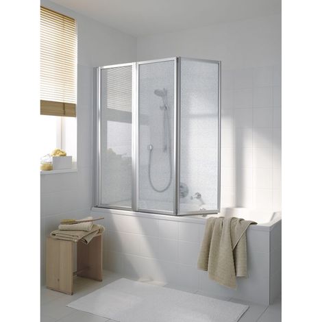Koralle Faltwand TwiggyTop DFTT 140 1390-1400x1400 silber matt Aquaperl transparent (1/2)