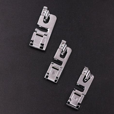 Lntyq 3 Pièces Pied de biche Machine a Coudre, 3 Pieds à Ourlet rouléétroit (3/4/6 mm), Accessoires de Couture (1/5)