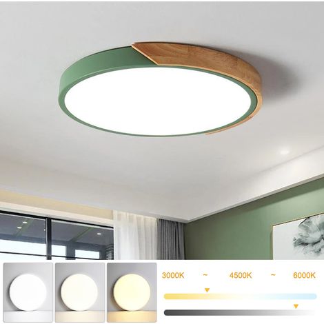 Plafonnier LED à intensité variable 40 cm, Plafonnier moderne en métal avec télécommande, lumières décoratives vertes 36 W, 3 températures de couleur (1/5)