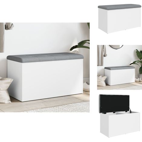 The Living Store Banc de rangement Blanc 82x42x45 cm Bois d'ingénierie - Banc d'entrée (1/5)