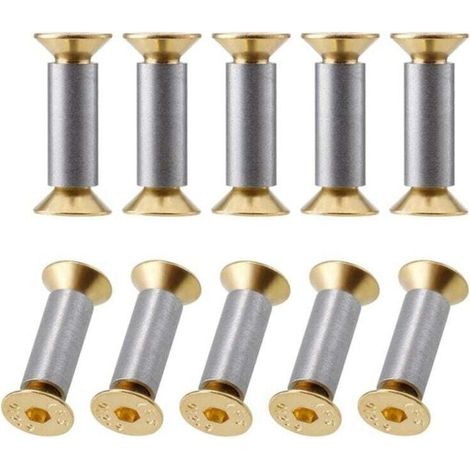 Vis À Manche Couteau 10 Paquets Rivets Boulons Fixation Tête Plate Hexagonale Dorée (1/4)