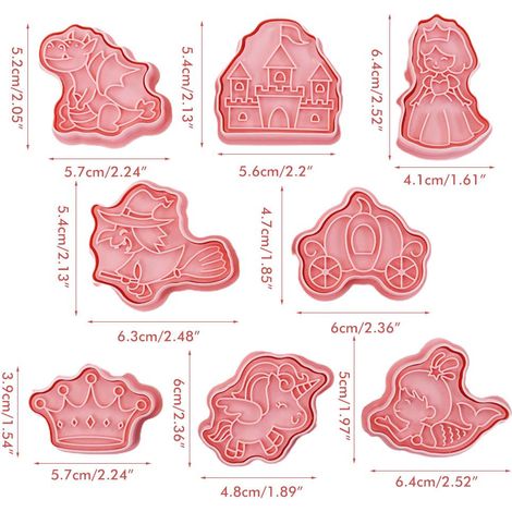 Lot de 8 emporte-pièces 3D pour biscuits, motifs dinosaure, fruits et légumes, moules à biscuits d'anniversaire, tampons à biscuits à pression manuelle (1/5)